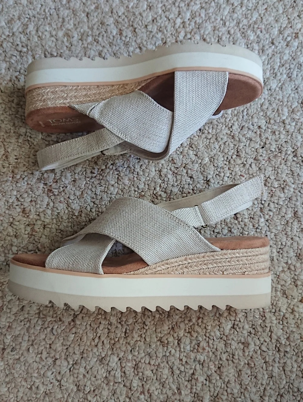 Toms Diana Crossover Cream Slingback Wedge Sandals size 8.5